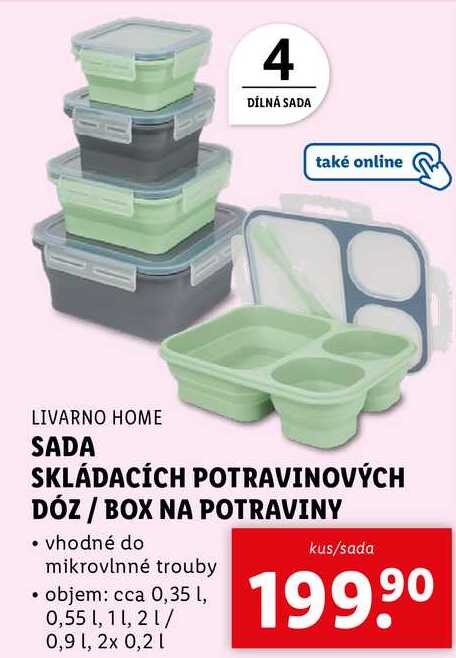 SADA SKLÁDACÍCH POTRAVINOVÝCH DÓZ/BOX NA POTRAVINY 