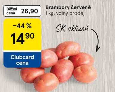 Brambory červené, 1 kg, volný prodej 