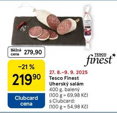 Tesco Finest Uherský salám, 400 g 