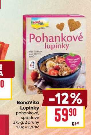 BonaVita Lupínky pohankovė, špaldové 375 g