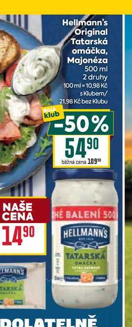 Hellmann's Original Tatarská omáčka, Majonéza 500 ml