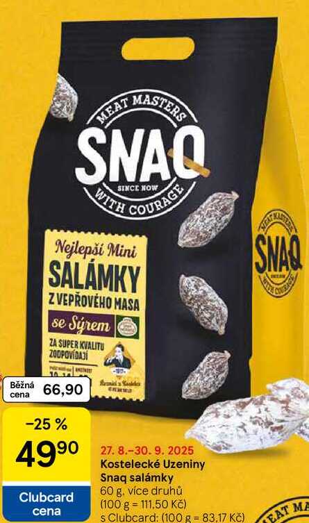 Kostelecké Uzeniny Snaq salámky, 60 g 
