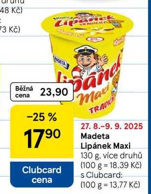 Madeta Lipánek Maxi, 130 g, více druhů 