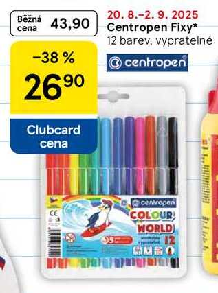 Centropen Fixy, 12 barev, vypratelné  
