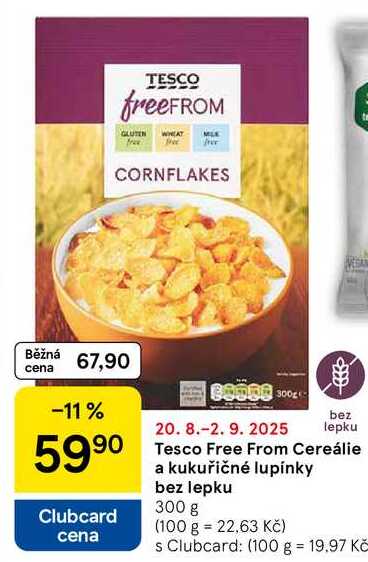 Tesco Free From Cereálie a kukuřičné lupínky bez lepku, 300 g 