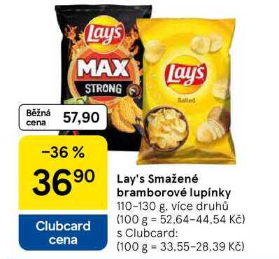 Lay's Smažené bramborové lupínky, 110-130 g, více druhů 