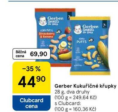 Gerber Kukuřičné křupky, 28 g, dva druhy 