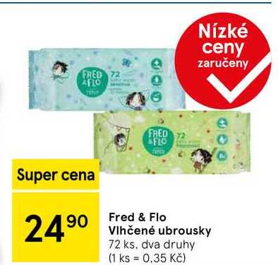 Fred & Flo Vlhčené ubrousky, 72 ks, dva druhy