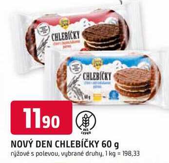 NOVÝ DEN CHLEBÍČKY 60 g rýžové s polevou, vybrané druhy