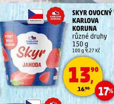 SKYR OVOCNÝ KARLOVA KORUNA různé druhy, 150 g 