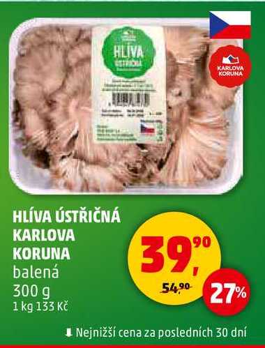 HLÍVA ÚSTŘIČNÁ KARLOVA KORUNA balená, 300 g