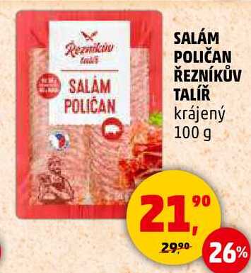 SALÁM POLIČAN ŘEZNÍKŮV TALÍŘ krájený, 100 g  