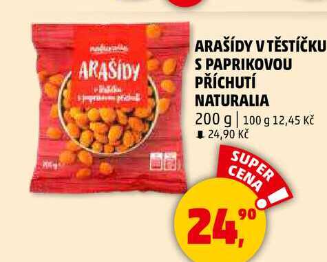 ARAŠÍDY V TĚSTÍČKU S PAPRIKOVOU PŘÍCHUTÍ NATURALIA, 200 g