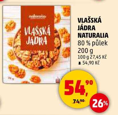 VLAŠSKÁ JÁDRA NATURALIA 80% půlek, 200 g