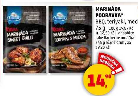 MARINÁDA PODRAVKA, BBQ, teriyaki, med, 75 g