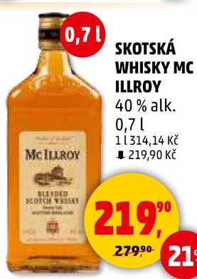 SKOTSKÁ WHISKY MC ILLROY 40% alk., 0,7 l