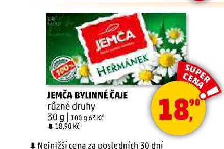 JEMČA BYLINNÉ ČAJE různé druhy, 30 g