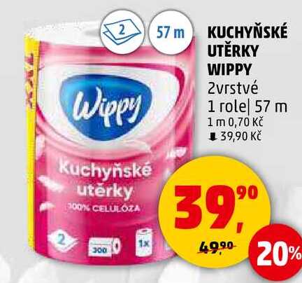 KUCHYŇSKÉ UTĚRKY WIPPY, 2vrstvé, 1 role❘, 57 m 