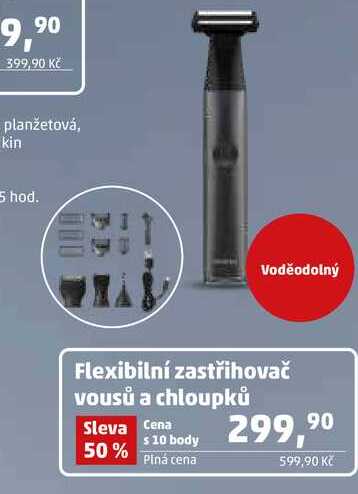 Flexibilní zastřihovač vousů a chloupků