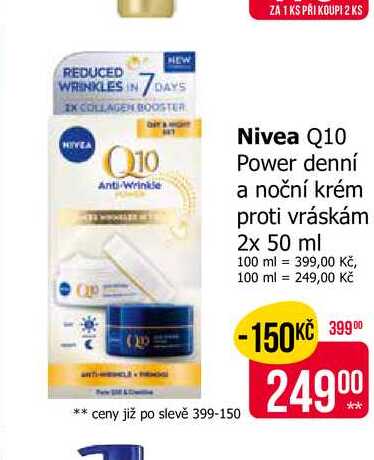 Nivea Q10 Power denní a noční krém proti vráskám 2x 50 ml 