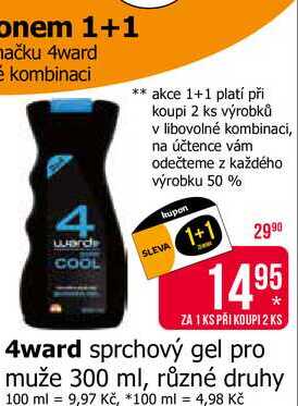 4ward sprchový gel pro muže 300 ml, různé druhy 