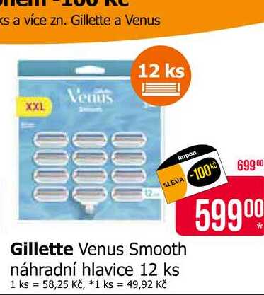 Gillette Venus Smooth náhradní hlavice 12 ks 