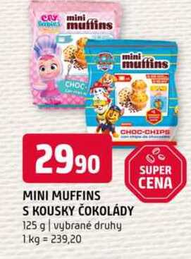 MINI MUFFINS S KOUSKY ČOKOLÁDY 125 g vybrané druhy