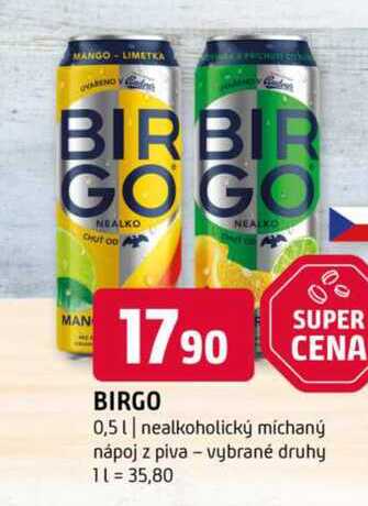 BIRGO 0,5l nealkoholický míchaný nápoj z piva vybrané druhy 