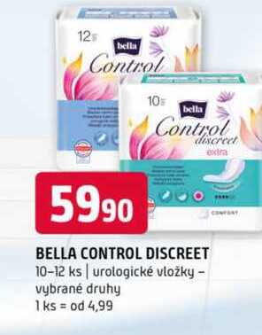 BELLA CONTROL DISCREET 10-12 ks urologické vložky vybrané druhy