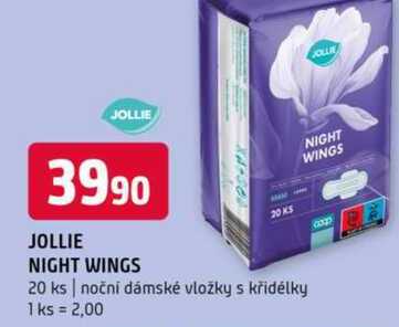 JOLLIE NIGHT WINGS 20 ks noční dámské vložky s křidélky