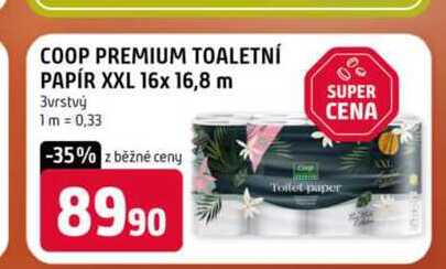 COOP PREMIUM TOALETNÍ PAPÍR XXL 16x 16,8 m 3vrstvý 