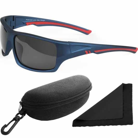 Brýle sluneční Polarized 202 - obroučky černé / skla modrá zrcadlová / polarizační / pouzdro a utěrka / přes dioptrické brýle