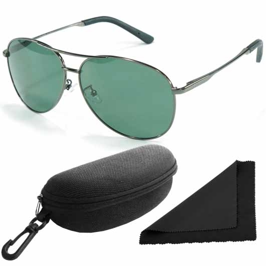 Brýle sluneční Polarized 290038 - obroučky stříbrné / skla tmavá / polarizační skla / pouzdro a utěrka