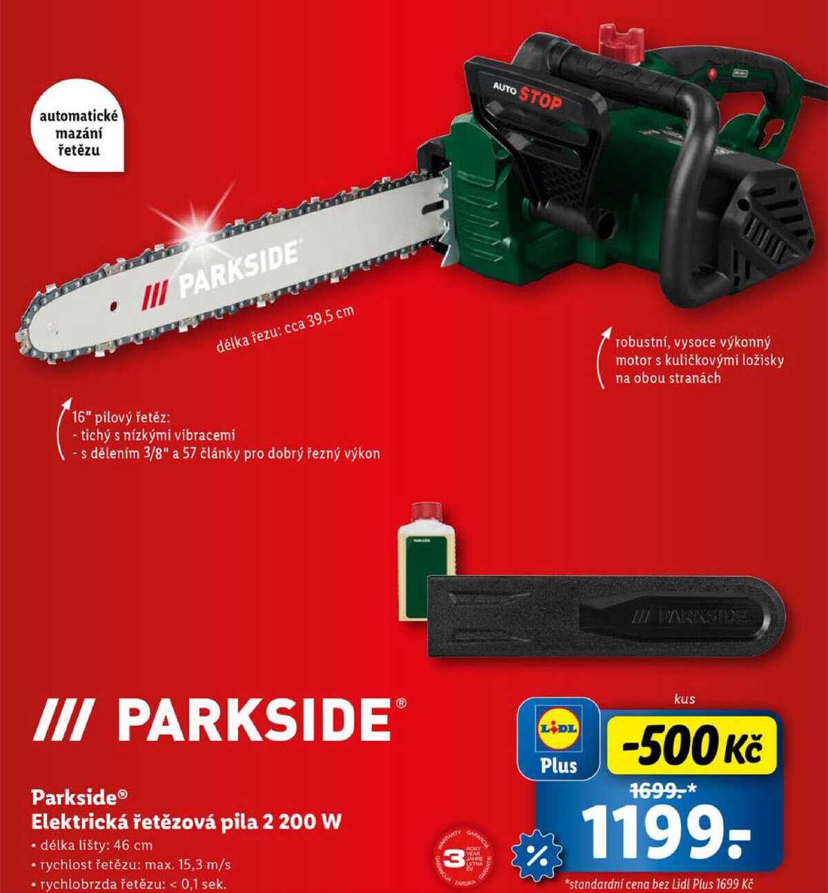 Parkside Elektrická řetězová pila 2 200 W 