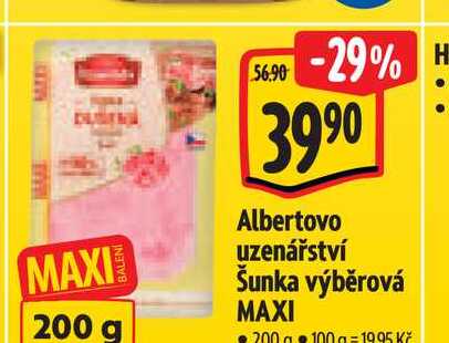   Albertovo uzenářství Šunka výběrová MAXI 200 g 
