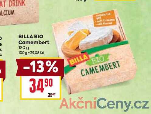 BILLA BIO Camembert 120 g 