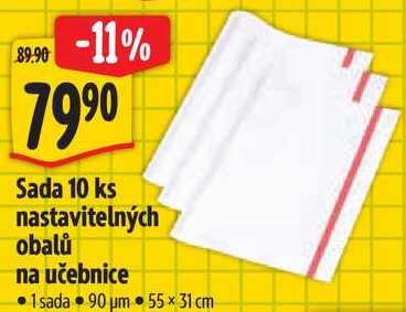 Sada 10 ks nastavitelných obalů na učebnice 