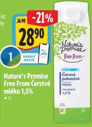Nature's Promise Free From Čerstvé mléko 1,5%, 1 l