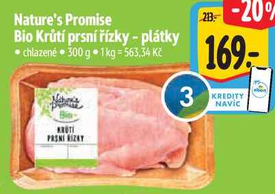 Nature's Promise Bio Krůtí prsní řízky - plátky, 300 g