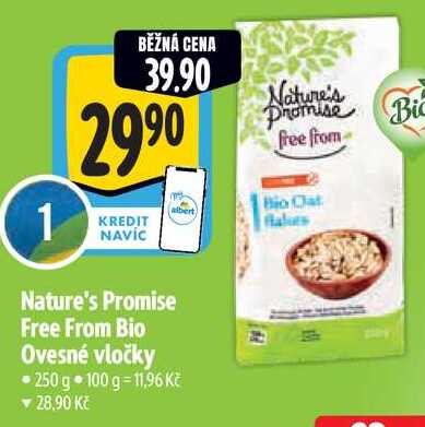 Nature's Promise Free From Bio Ovesné vločky, 250 g 