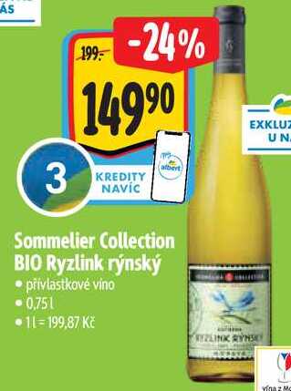 Sommelier Collection BIO Ryzlink rýnský, 0,75 l