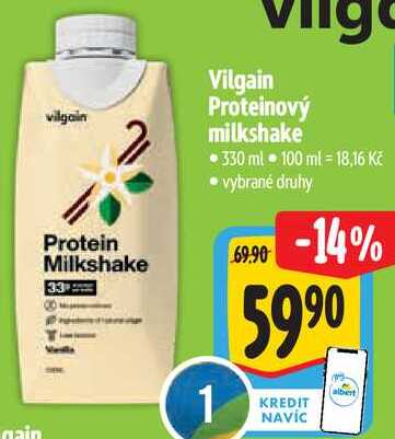 Vilgain Proteinový milkshake, 330 ml