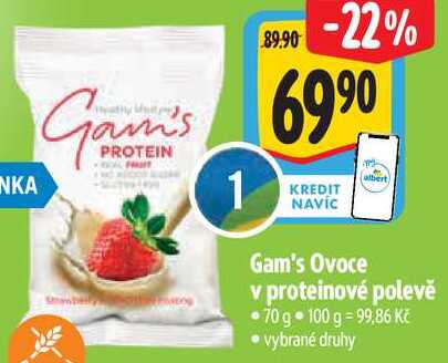 Gam's Ovoce v proteinové polevě, 70 g
