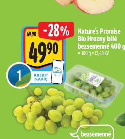   Nature's Promise Bio Hrozny bílé bezsemenné 400 g 