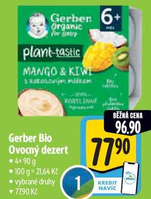 Gerber Bio Ovocný dezert, 4x 90 g