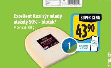 Excellent Kozí sýr mladý uleželý 50% - bloček 100 g