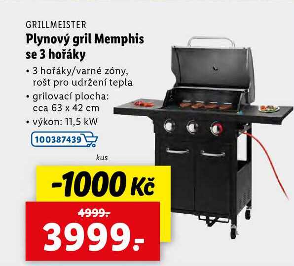 Plynový gril Memphis se 3 hořáky 