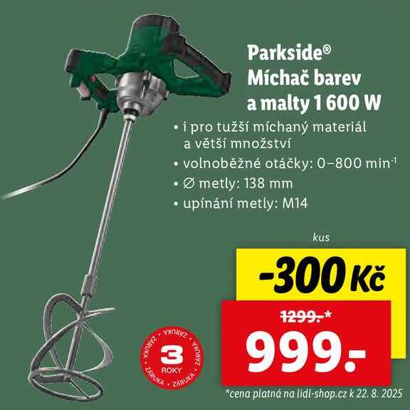 Parkside Míchač barev a malty 1 600 W