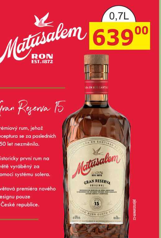 Ron Matusalem Gran reserva 15 rum 700ml