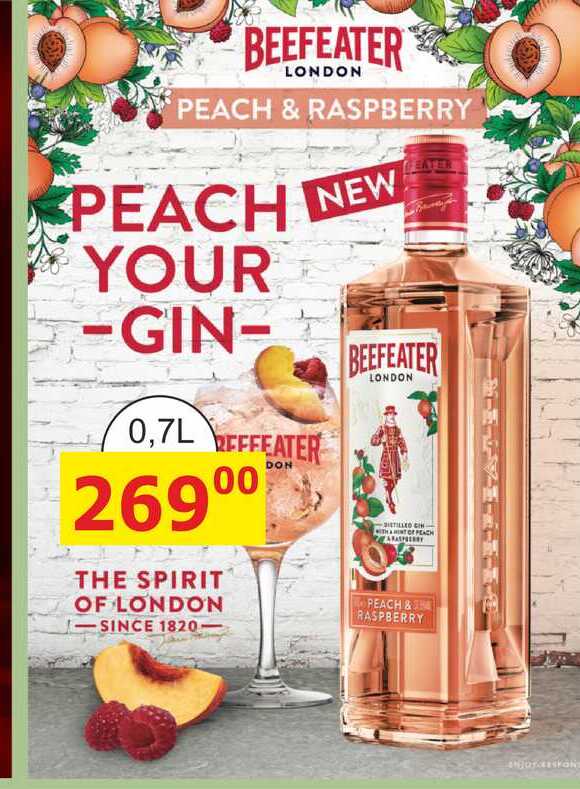 BEEFEATER LONDON DISTILLED GIN WITH HINT OF PEACH A RASPBERRY 0,7l